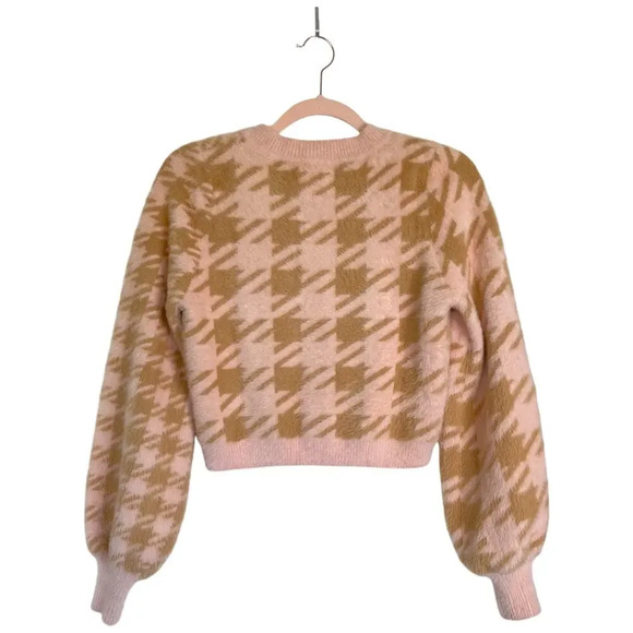 FOR LOVE & LEMONS Cher Cardigan Valentine Pink Tan XS Clueless Preppy Academia - Picture 4 of 9